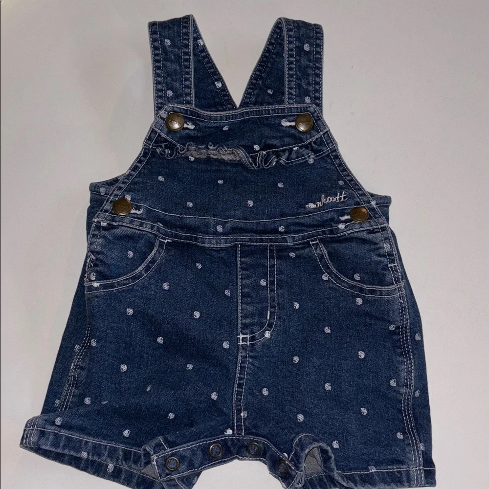 Carhart denim polka dot shortails 12 M Denim Carhart Baby Overall Shorts 12M